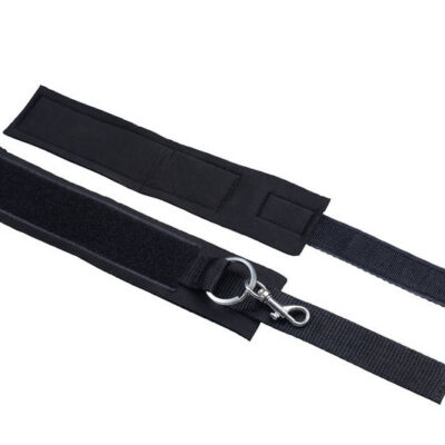 Interlace Over and Under the Bed Restraint Set by XR Brands — black nylon and metal bondage kit