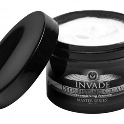 Invade Deep Fisting Cream 8 oz by XR Brands in black jar