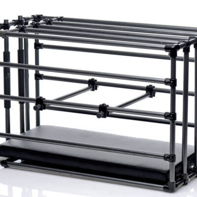 Kennel Adjustable Cage With Padded Board by XR Brands in black coated metal