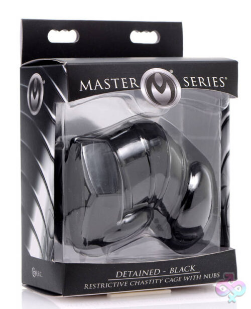 XR Brands Master Series Sex Toys - Master Series Detained - Black Restrictive Chastity Cage