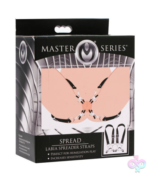 XR Brands Master Series Sex Toys - Spread Labia Spreader Straps With Clamps