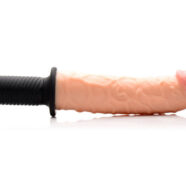 XR Brands Master Series Sex Toys - The Curved Dicktator 13 Mode Vibrating Giant Dildo Thruster - Flesh