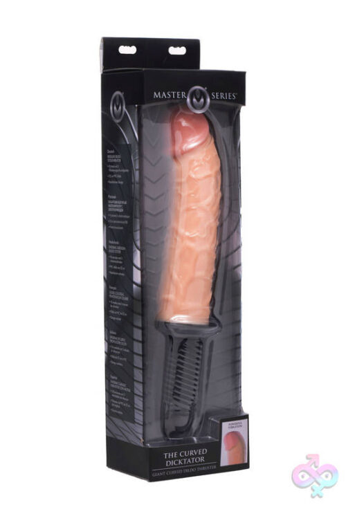 XR Brands Master Series Sex Toys - The Curved Dicktator 13 Mode Vibrating Giant Dildo Thruster - Flesh