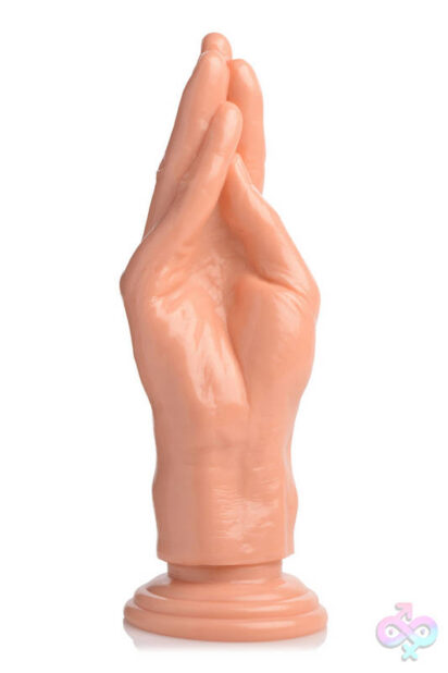 The Stuffer Fisting Hand Dildo in pink by XR Brands — realistic hand-shaped dildo with suction cup base