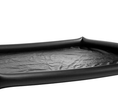 Nuru Inflatable Vinyl Massage Sheet by XR Brands in black, inflated border detail
