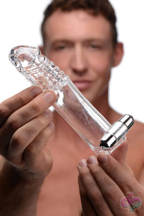 XR Brands Size Matters Sex Toys - Clear Sensations Penis Extender Vibro Sleeve With  Bullet