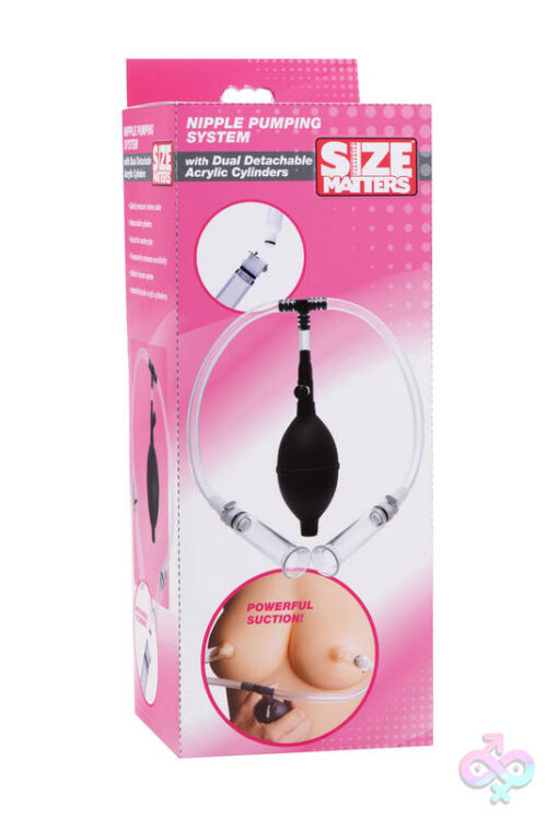 XR Brands Size Matters Sex Toys - Nipple Pumping System With Detachable Cylinders