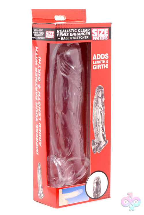 XR Brands Size Matters Sex Toys - Realistic Clear Penis Enhancer and Ball Stretcher