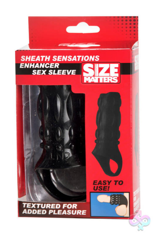 XR Brands Size Matters Sex Toys - Sheath Sensations Enhancer Sex Sleeve - Black