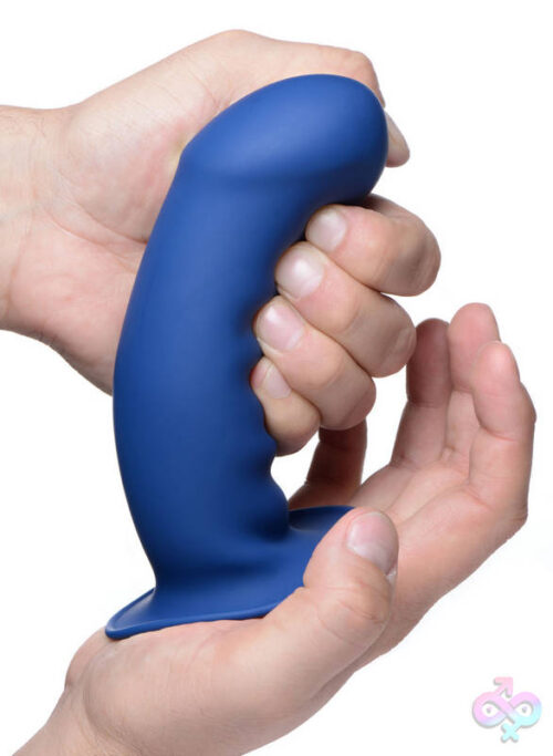 XR Brands Squeeze It Sex Toys - Squeezable Thick Phallic Dildo - Blue