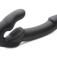 XR Brands Strap U Sex Toys - Evoke Rechargeable Vibrating Silicone Strapless Strap on - Black