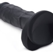 XR Brands Strap U Sex Toys - Power Pecker 7 Inch Silicone Dildo With Balls - Black