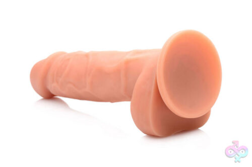 XR Brands Strap U Sex Toys - Power Pecker 7 Inch Silicone Dildo With Balls - Flesh