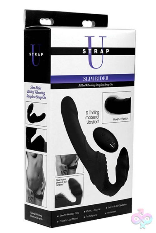 XR Brands Strap U Sex Toys - Pro Rider 9x Vibrating Silicone Strapless  Strap on With Remote Control