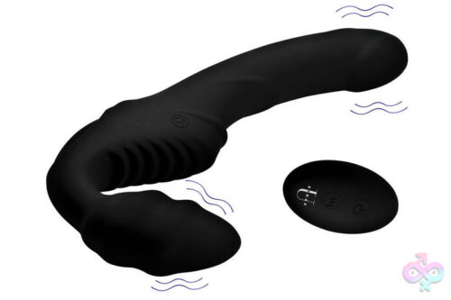 XR Brands Strap U Sex Toys - Pro Rider 9x Vibrating Silicone Strapless  Strap on With Remote Control