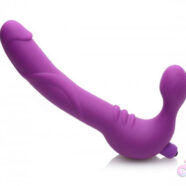 XR Brands Strap U Sex Toys - Royal Revolver Vibrating Strapless Strap- on Dildo - Purple