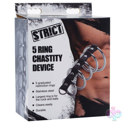 XR Brands Strict Sex Toys - 5 Ring Chastity Device