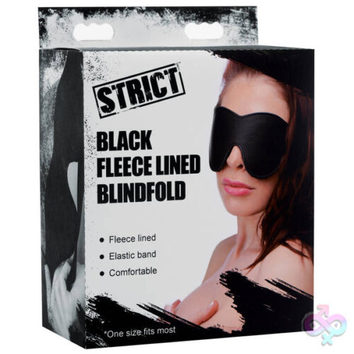 XR Brands Strict Sex Toys - Black Fleece Lined Blindfold