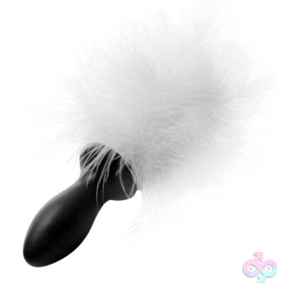 Bunny Tail Anal Plug by XR Brands — black silicone tapered plug with faux fur tail