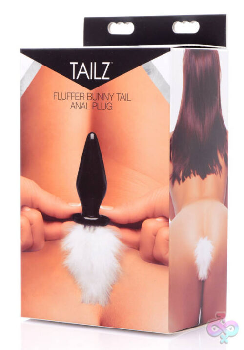 XR Brands Tailz Sex Toys - Fluffer Bunny Tail Glass Anal Plug