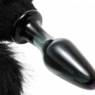 XR Brands Tailz Sex Toys - Midnight Fox Glass Plug With Tail