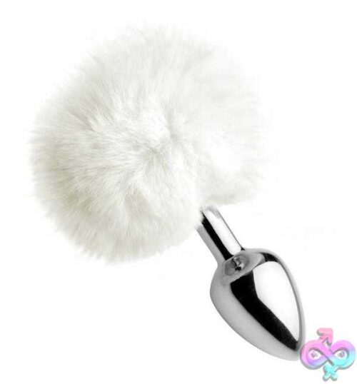 White Fluffy Bunny Tail Anal Plug - Image 2