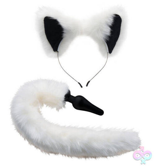 XR Brands Tailz Sex Toys - White Fox Tail Anal Plug and Ears Set