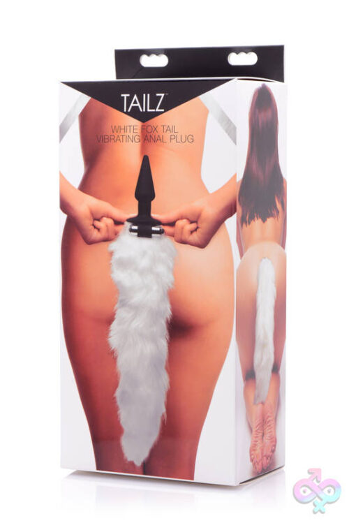 XR Brands Tailz Sex Toys - White Fox Tail Vibrating Anal Plug
