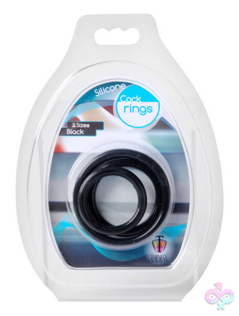 XR Brands Trinity Vibes Sex Toys - Trinity Silicone Cock Rings - Black