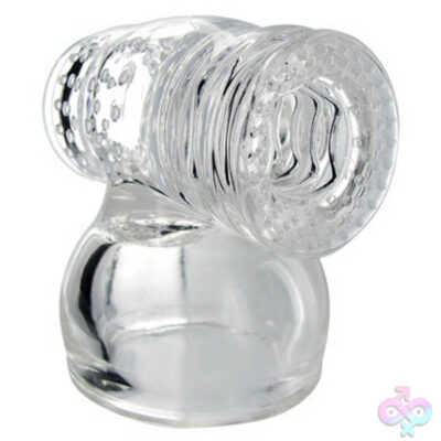 Hummmingbird Masturbator Attachment Clear by XR Brands — wand massager sleeve with textured interior