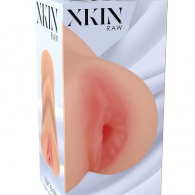Flesh-toned velvety TPE medium masturbator with realistic soft entry design by Shots Toys