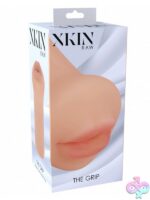 Xkin Raw The Grip TPE small masturbator in three skin-tone color options on a clean neutral background