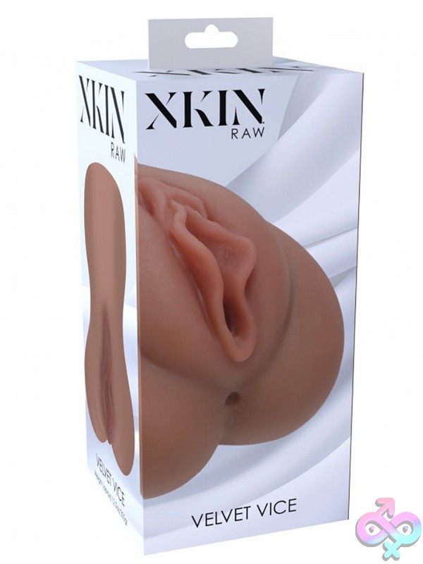 Discreet-Toys-Xkin-Raw-Velvet-Vice-Tpe-Large-Masturbator-335G-Brown-Nu-St-Xkn016Brn Velvet Vice Large Beige Tpe Masturbator With Rounded Realistic Design By Shots Toys