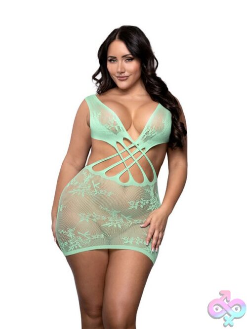 Yours Truly Crossover Mini Dress – Seaglass Green - Image 2