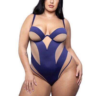 Plus Size Underwire Teddy in Deep Indigo by Fantasy Lingerie — 1X/2X