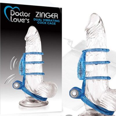 Clear dual vibrating cock cage with micro vibrator by Fuzu