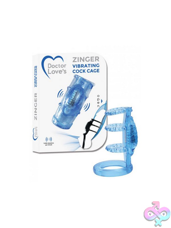 Discreet-Toys-Zinger-Vibrating-Sleeve-Blue-Nu-Sl-V1-3 Fuzu Zinger Textured Vibrating Sleeve In Blue With Storage Pouch And Batteries By Fuzu