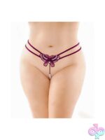 Strappy purple sequin butterfly pearl g-string queen size by Fantasy Lingerie