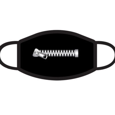 Silver 3-ply zipper graphic face mask by Wood Rocket