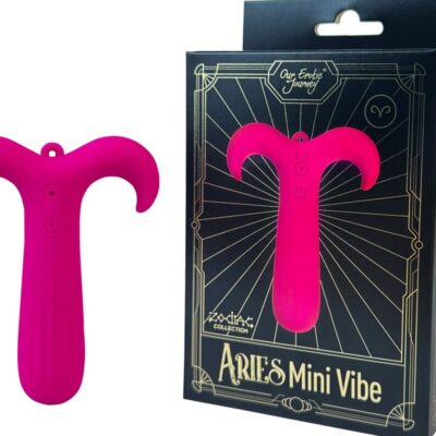 Compact pink Aries mini clitoral vibe in liquid silicone by Our Erotic Journey