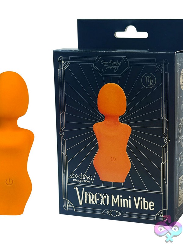 Discreet-Toys-Zodiac-Collection-Virgo-Mini-Vibe-Orange-Nu-Sg-Zl-I006 Compact Orange Virgo Mini Vibe In Liquid Silicone By Our Erotic Journey Against A Clean Neutral Background