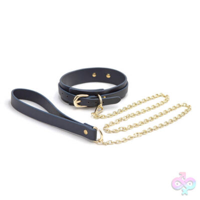 Bondage Couture Collar and Leash in Blue by NS Novelties — metal hardware, PU synthetic build
