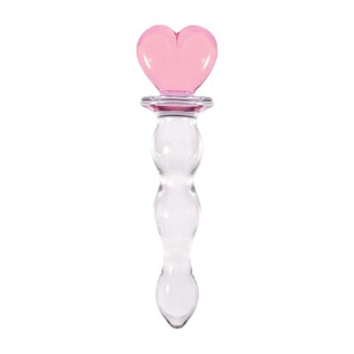 Crystal Heart of Glass pink borosilicate dildo with heart top by nsnovelties