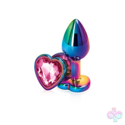 Rear Assets Multicolor Heart Small Pink gem anal plug by nsnovelties