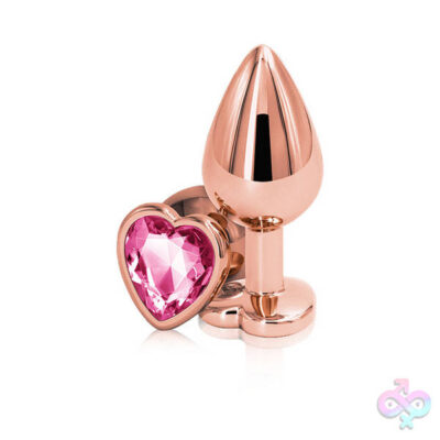 Rear Assets Rose Gold Heart Medium Pink anal plug gem by nsnovelties