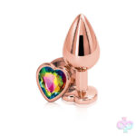 nsnovelties Sex Toys - Rear Assets - Rose Gold Heart - Medium - Rainbow