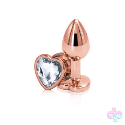 Rear Assets Rose Gold Heart Small clear gem anal plug by nsnovelties