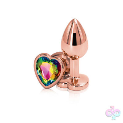 Rear Assets Rose Gold Heart Small Rainbow anal plug gem by nsnovelties