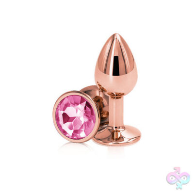 Rear Assets Rose Gold Small Pink gem anal plug by nsnovelties