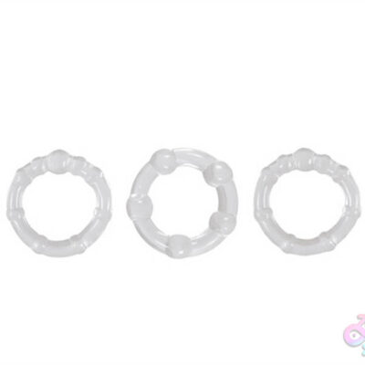 Renegade Intensity Rings Clear 3-ring set by nsnovelties — phthalate-free waterproof TPE cock rings